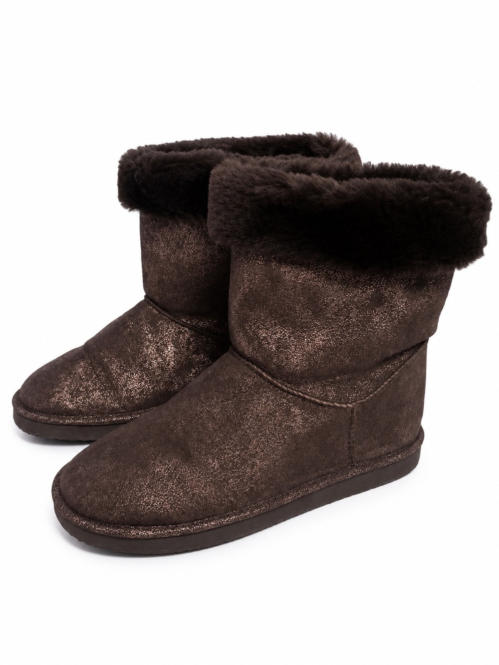 Joe Faux Sheepskin Winter Boots Shimmer Black 6